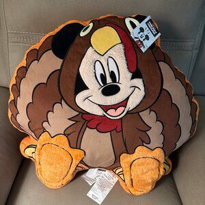 NWT Disney Mickey Mouse Thanksgiving Turkey Fall Autumn Plush Pillow VIRAL HTF
